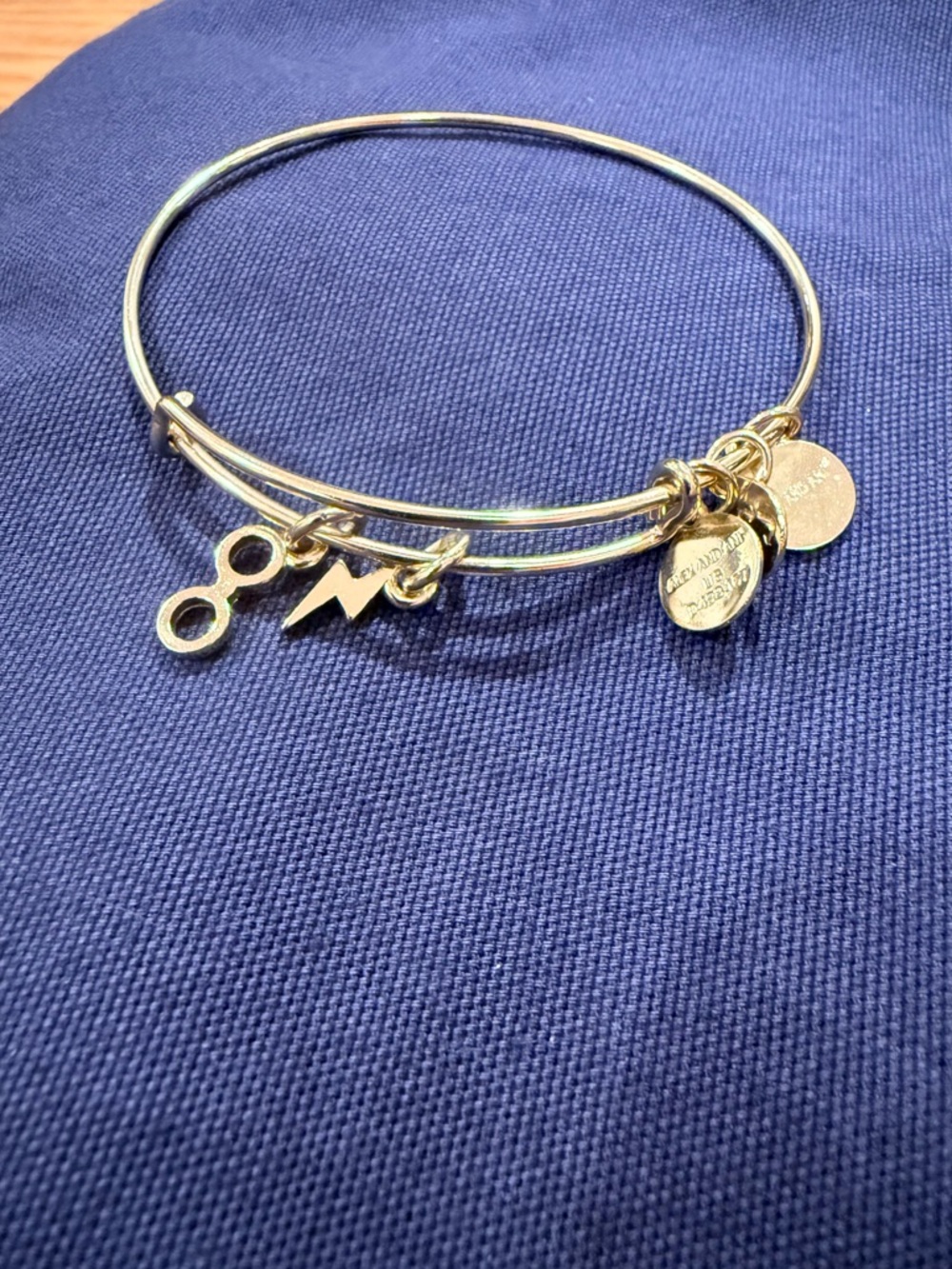 Gold Alex and Ani Harry Potter Charm Bracelet - lightning bolt and glasses